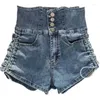 Kjolar rosa denim shorts 2023 sommarklänning västerländsk stil enkelbröst hög midja