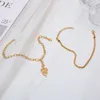 New Style Foot Ornament Trend Gold-plated Fried Dough Twists Snake Shaped Pendant Cross Chain Double Layer Anklet Female