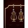 Dangle Lustre Élégant Vintage 14K 18K Plaqué Or Harpe Perle Goutte D'oreille Longue Gland Zircon Boucle D'oreille Femmes Unique Italie Art Déco Bijoux 231208