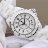 Montres-bracelets véritable céramique noir blanc céramique montre hommes femmes mode simple quartz dame élégante robe d'affaires montre 240J