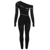 Women's Jumpsuits Rompers Black Lace Jumpsuit Women Sexy Knitted High Waist Hollow Out Club Rompers Womens Jumpsuit 231208