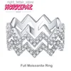 Med sidonstenar Horripal Full Moissanite Ring S925 Sterling Silver Stylish Wave Design Daily Matching Jewelry Lab Diamond Pass Tester med GRA YQ231209