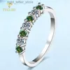 With Side Stones TFGLBU Colorful Shine 0.7CTTW Excellent Cut Moissanite 925 Sterling Sliver Ring for Women Half Enternity Band Gift GRA Jewelry YQ231209