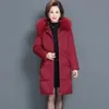 Parka da donna in piumino XL-7XL Piumino in cotone Giacca di media lunghezza da donna Collo in pelliccia grande Cappotto in tinta unita Abrigos Mujer Invierno Sobretudo Feminino 231208