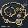 Wedding Jewelry Sets Dubai African Lion Set 18K Gold Color Zircon Enamel Link Chain Necklace Bracelet Ruond Ring Earrings Party Gift 231208