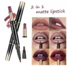 Lippenstift Pudaier Marke Matte Lippenstift Kosmetik Wasserdicht Double Ended Long Lasting Nude Red Matte Lips Liner Bleistift Lippenstift #278875 231208