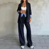 Frauen Zweiteilige Hosen Waytobele Frauen Blazer Anzug Herbst Einfache Büro Casual Solide Langarm Revers Top Lose Sets Streetwear 231208