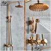 Bathroom Shower Sets Antique Brass Bathroom Shower Set Faucet Bath Mixer Tap 8 Rainfall Head Bathtub Wall Mounted T200612 Drop Deliver Dhbvb