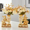 Vases European Style Ceramic Golden Vase Arrangement Dining Table Home Decoration Accessories Creative Golden Elephant Vases 231208