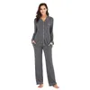 Kvinnors sömn lounge kvinnor vår hösten långärmad byxor pyjamas set 2pieces modal pyjamas kostym lös solid nattdress casual hemkläder 231208