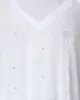 レディースニットティービーズ装飾長袖のふわふわトップ女性春夏プルオーバーvネックパールソリッドカラールーズファッショントップスブラウスセーター231208