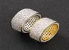 Hip Hop Men Women Ring Yellow White Gold Plated Bling 5Rows CZ Ring For Party Wedding Jewelry Gift5420901