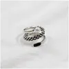 Charms New Sier Spiral Anelli di perle d'acqua dolce naturali Anelli per le donne 925 Sterling Tre strati Twist Knitting Finger Ring Bijoux Dro Dhr4M