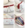 Sacs à cosmétiques rétro cerise pour femmes, Design mignon, trousse à crayons pour filles, grande pochette, sacs à main en coton matelassé, sac de rangement de voyage pour dames