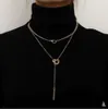 Hänge halsband designer juveler cool dubbel krage kedja tofs long stav hänge halsband personlig clavicle diamant juvelery mode smycken