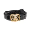 Men's belt arched bead Nile crocodile leather high-quality genuine leather business tiger head smooth buckle inlaid with diamond high-end pants belt genuine