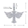 Men Women Fashion Necklace Gold Plated Full CZ Iced Out Wings Cross Pendant Necklace with 3mm 24inch Rope Chain Jewelry