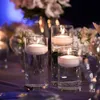 Высокий стеклянный столб-ураган, подсвечники для свадебной вечеринки, декоративный стеклянный цилиндр, ваза, подсвечник для плавающих свечей