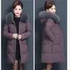 Parka da donna in piumino XL-7XL Piumino in cotone Giacca di media lunghezza da donna Collo in pelliccia grande Cappotto in tinta unita Abrigos Mujer Invierno Sobretudo Feminino 231208