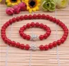 Fatto a mano da donna039s 8mm conchiglia rossa perla 45cm collana 20cm bracciale set gioielli di moda4757334