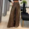 Dżinsy dżinsy o wysokiej talii elastyczne pasy proste Pełna długość Pants Club Night Sequins Loose szeroka noga 231208