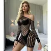 Ladies Fishnet Elasticity Bodycon Dress Women Sexy Mesh Hollow Out See Through Tight Lingerie Clothes Erotic Net Skirt Sleepwear sexy