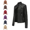 Cross-border European size women's leather jacket women's slim jacket thin spring and autumn jacket women's biker clothes plus size stand-up collar leather jacket