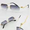 Whole Rimless Unisex Fashion Leopard Series Sunglasses Metal driving glasses High Quality Designer UV400 3 0 Thickness Framele194E