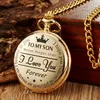 Reloj de bolsillo de cuarzo vintage con cadena para mi hijo, caja dorada, collar, relojes para hombres, niños, regalos de cumpleaños y Navidad, relojes de bolsillo para hombres