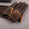 Fem fingrarhandskar Gours vinter Men äkta läderhandskar Märke Pekskärmhandskar Fashion Warm Black Gloves Goatskin Mittens GSM012 231208