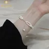 Beaded ASHIQI Natural Freshwater Pearl 925 Sterling Silver Hand Woven Double Layer Bracelet Women 231208