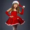 Meninas Vestidos Criança Nascido Babys Roupas Natal Santa Traje Sem Mangas Cinto Vestido Luvas Chapéu Set Childrens Roupas Inverno 231208