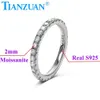 Soild2mm Moissanite Full Eternity Ring Band 925スターリングシルバーホワイトラウンドダイヤモンドジュエリーギフトデートパーティーの女性