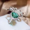 Bagues de cluster Haute Qualité Femmes Mode Bow Simulé Perle Bague Pour Femmes Incrusté Vert CZ Réglable Bijoux De Mariage En Gros