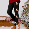 Kvinnors leggings mode för kvinnor träna ut jultryck färgblock byxor mjuka stretchiga söta vinterkläder