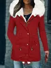Women's Down Parkas Faux Fur Woman Jacket Hooded Drawstring Parka Coat Zipper Front Pocket Warm Thick Snow Wear Thermal Overcoat Female Outwear 231208