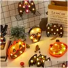 Andra LED -belysning Halloween Styling Lights Night Pumpkins Ghost Festival Decoration Spider Bat Skl Pumpkin Form Drop Delivery Holid DHKFA