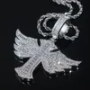 Männer Frauen Mode Halskette Vergoldet Voll CZ Iced Out Flügel Kreuz Anhänger Halskette mit 3mm 24 zoll Seil Kette Schmuck