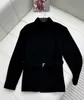 Misto Lana da Donna Designer Autunno e Inverno New British Pendolarismo Moda Tasca con Lettera Ricamata Cintura Camicia di Lana Cappotto HKVA Q4RW