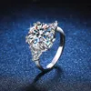 With Side Stones Real 5 D Color Moissanite Wedding Rings For Women 18K White Gold Plated 925 Sterling Silver Bridal Fine Jewelry YQ231209