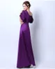 Purple Mother of the Bride Dresses Elegant Long Satin Prom Party Dress V-Neck Lace-up Back Floor Length Black, Royal Blue, Burgundy