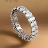 Med sidogenar Serenity Day 6.6Cttw Real D Color 3*5mm Oval Cutting Full Moissanite Row Rings for Women S925 Sterling Silver Bands Fine Jewelry YQ231209