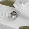 Charms Sier Authentic 925 Sterling Mtilayer Wrap Open Rings For Women New Vintage Female Adjustable Statement Ring Drop Delivery Jew J Dhsr2