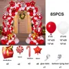 Partydekoration Weihnachtsballons Garland Arch Kit Rot Weiß Ballon Geschenkboxen Zuckerstange Stern Folie Globos Jahr