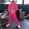 New mens womens sp5der hoodie Young Thug pink designer hoodies US size TOP VERSION Wholesale 2 pieces mens womens suit