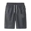 Herr shorts casual last för män elastisk midja all-match tunna lösa fickor utomhus ren färg sommar fitness sweatpants strand