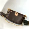 Luxury Designer Bag 10a 1: 1 Women Crossbody Designer Bag Womens Luxury Guint Leather Fashion 3 In 1 M44823 Tillbehör Handväska axelväskor kedja 25 cm handväska