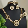Wedding Jewelry Sets Dubai African Lion Set 18K Gold Color Zircon Enamel Link Chain Necklace Bracelet Ruond Ring Earrings Party Gift 231208