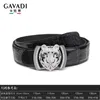 Men's belt arched bead Nile crocodile leather high-quality genuine leather business tiger head smooth buckle inlaid with diamond high-end pants belt genuine
