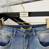 Damesjeans designer jeans 23 lente/zomer nieuwe heren Koreaanse editie elastisch slim fit kleine voeten high-end Europese blauwe monster lange broek 53ZU